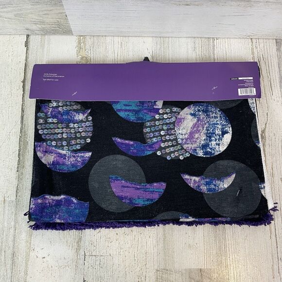 New- Witch Magic Moon Halloween Table Runner Purple Black Blue Celestial 72x13 - Picture 6 of 7